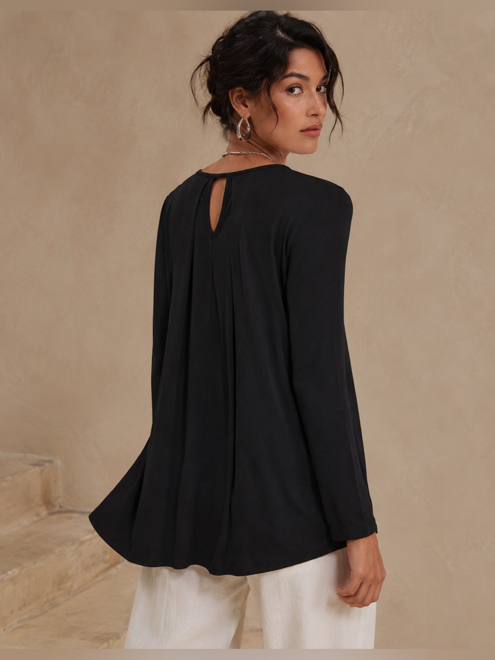Stella Carakasi Womens Tunic Top Sz S Black Organic Cotton Modal Lagenlook Hi Lo